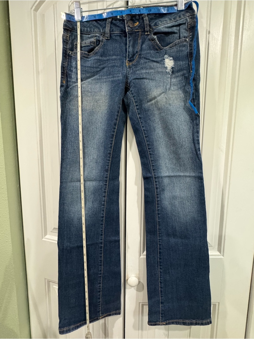SO Women’s Dark Blue Flare Jeans with Light Distress